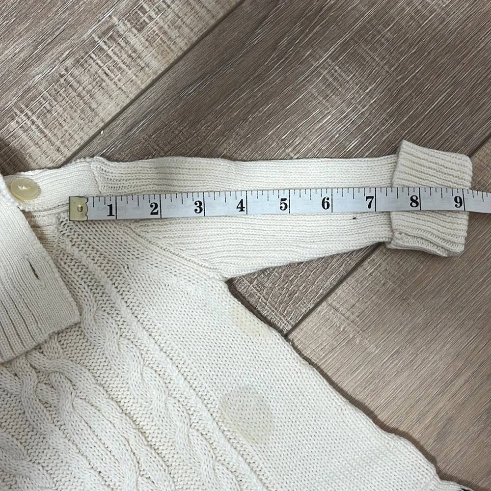 Baby Gap Cable Knit Dress Long Sleeve with Patterned Edge Buttons Cream Sz 3-6M